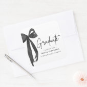 Modern Black Bow Coquette Afstuderen Afstuderen Vierkante Sticker (Envelop)