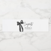 Modern Black Bow Coquette Afstuderen Afstuderen Waterfles Etiket (Enkel label)
