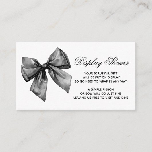 Modern Black Bow Display Baby shower Informatiekaartje (Voorkant)