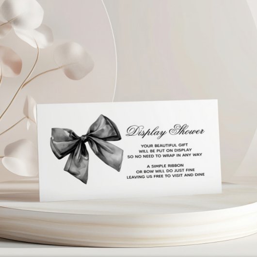 Modern Black Bow Display Baby shower Informatiekaartje