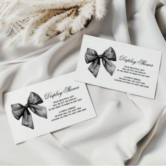Modern Black Bow Display Baby shower Informatiekaartje