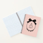 Modern Black Bow Elegant Blush Pink Monogram Notitieboek (Binnen)