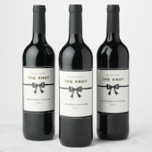 Modern Black Bow Engagement Wine bottle  Wijn Etiket (Flessen)