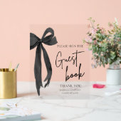 Modern Black Bow Graduation Party Gastboek Teken Acryl Bord (Huwelijk)