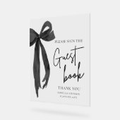 Modern Black Bow Graduation Party Gastboek Teken Acryl Bord (Hoek)
