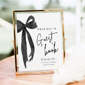 Modern Black Bow Graduation Party Gastboek Teken Poster