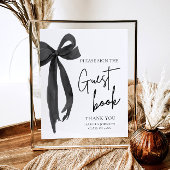 Modern Black Bow Graduation Party Gastboek Teken Poster
