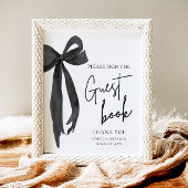 Modern Black Bow Graduation Party Gastboek Teken Poster
