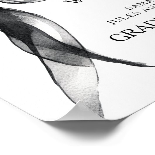 Modern Black Bow Graduation Party Welkomstbord Poster (Hoek)