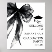 Modern Black Bow Graduation Party Welkomstbord Poster (Voorkant)