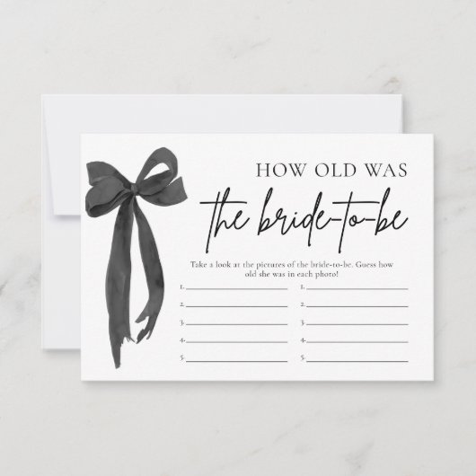 Modern Black Bow Hoe oud was de bruid om te spelen Kaart (Voorkant)
