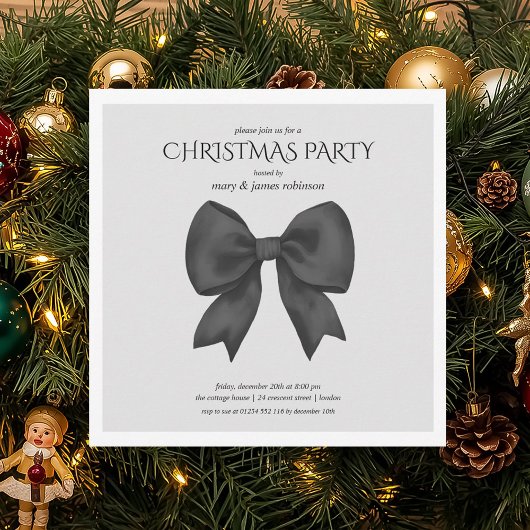Modern Black Bow kerstfeest Kaart