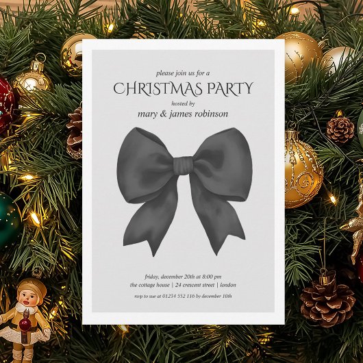 Modern Black Bow kerstfeest Kaart