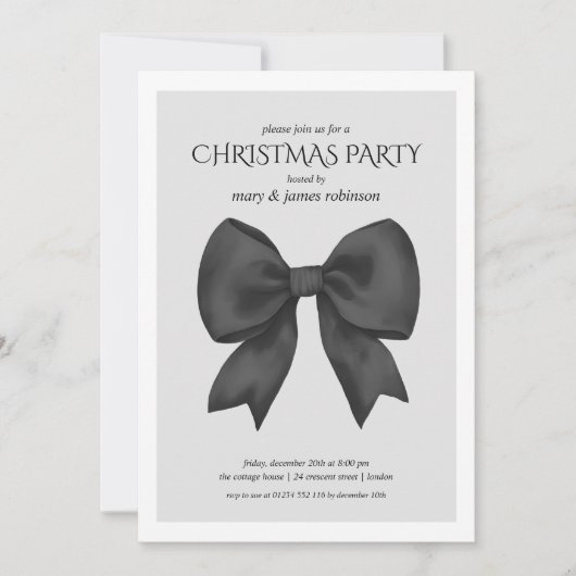 Modern Black Bow kerstfeest Kaart (Voorkant)
