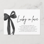 Modern Black Bow Lucky in Love Loterij Ticket Informatiekaartje (Voorkant)