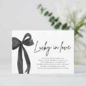 Modern Black Bow Lucky in Love Loterij Ticket Informatiekaartje (Staand voorkant)