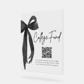 Modern Black Bow QR Code College Fund Afstuderen Acryl Bord (Hoek)