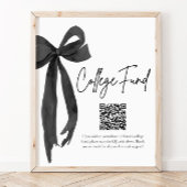 Modern Black Bow QR Code College Fund Afstuderen Poster