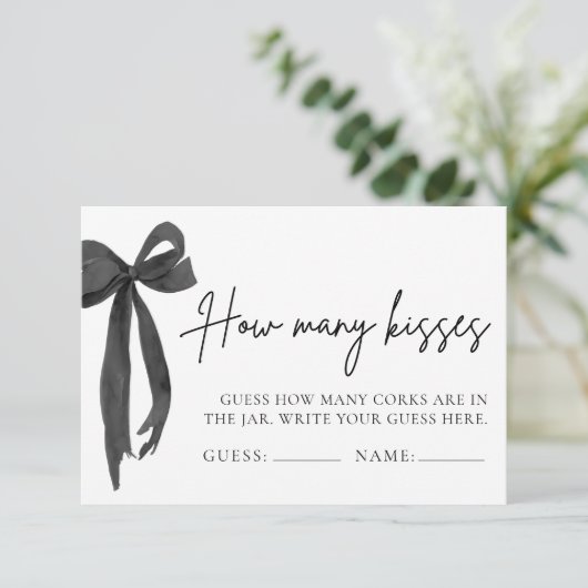 Modern Black Bow Raad eens hoeveel kusjes een kaar Kaart (Staand voorkant)