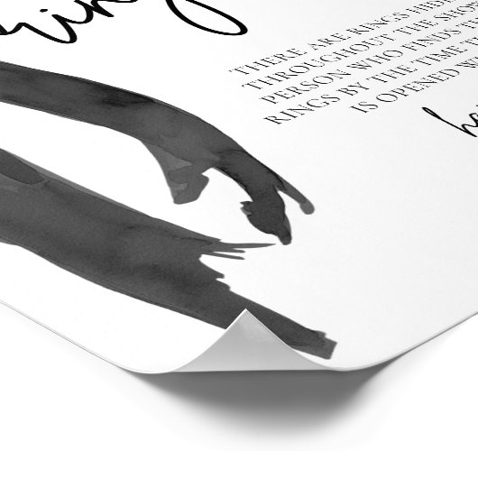 Modern Black Bow Ring Hunt Vrijgezellenfeest Spelb Poster (Hoek)