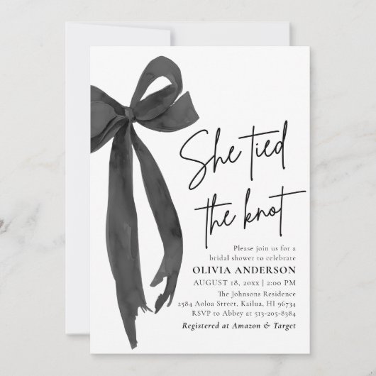 Modern Black Bow Ze Bind De Knoop Vrijgezellenfees Kaart (Voorkant)