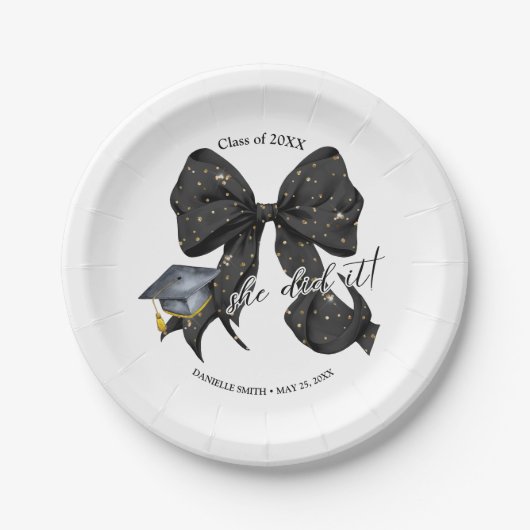 Modern Black Bow ze deed het papier rond Bord (Voorkant)