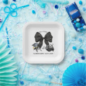 Modern Black Bow ze deed het papier vierkant Bord (Feest)