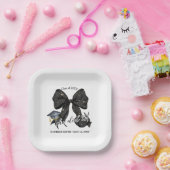 Modern Black Bow ze deed het papier vierkant Bord (Feest)