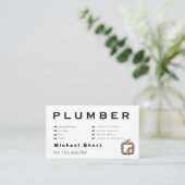 Modern Black & Brown Plumber Visitekaartje (Staand voorkant)