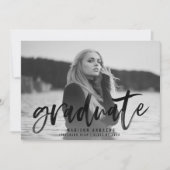 Modern Black Brush Script Photo Graduparty Kaart (Voorkant)