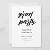 Modern Black Brush Script Photo Graduparty Kaart (Voorkant)
