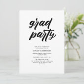 Modern Black Brush Script Photo Graduparty Kaart (Staand voorkant)