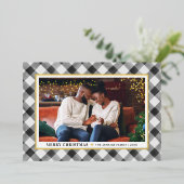 Modern Black Buffalo kerstfoto Folie Feestdagenkaart (Staand Voorkant)