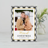 Modern Black Buffalo kerstfoto Folie Feestdagenkaart (Staand Voorkant)