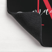 Modern Black Burgundy Red Monogram Girly Script Muismat (Hoek)