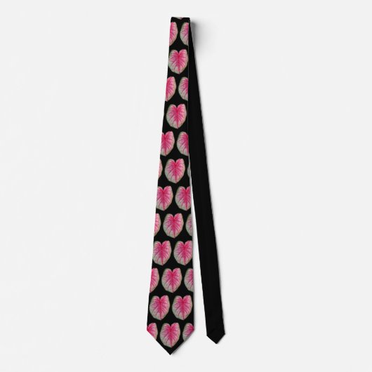 Modern Black Burgundy Red Tropical Pattern Stropdas (Voorkant)