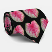 Modern Black Burgundy Red Tropical Pattern Stropdas (Opgerold)