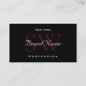 Modern Black Burgundy White — groot monogram legan Visitekaartje (Voorkant)