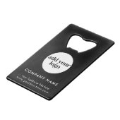Modern Black Business Custom Company Logo Creditkaart Flessenopener (Voorkant Gekanteld)