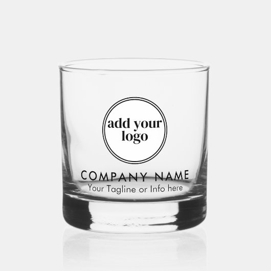 Modern Black Business Custom Company Logo Whisky Glas (Voorkant)