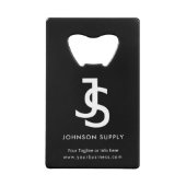 Modern Black Business Custom Company Monogram Logo Creditkaart Flessenopener (Voorkant)