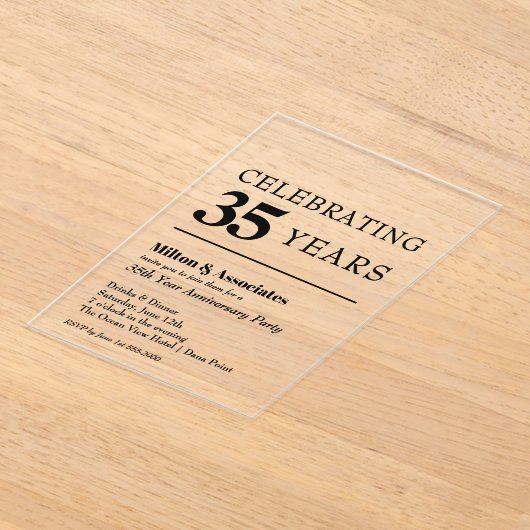 Modern Black Business Jubileum Acryl Uitnodigingen (Laagn)