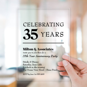 Modern Black Business Jubileum Acryl Uitnodigingen