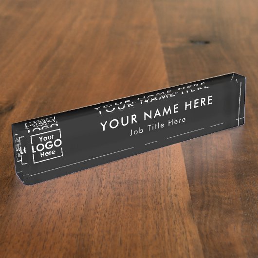 Modern Black Business Logo Executive Professional Naambordje (Zijkant)