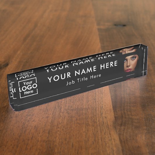 Modern Black Business Logo & Photo Professional Naambordje (Zijkant)