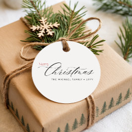 Modern Black Calligraphy Christmas Family Name Bedankjes Labels