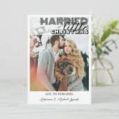 Modern Black Calligraphy Married Little Christmas Feestdagenkaart (Staand voorkant)