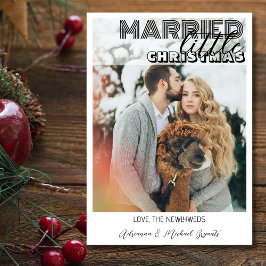 Modern Black Calligraphy Married Little Christmas Feestdagenkaart