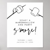 Modern Black Calligraphy Marshmallow S'mores Bar Poster (Voorkant)