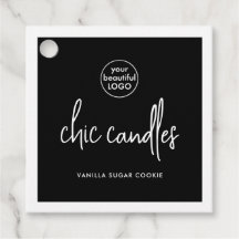 Modern Black Candle Hang Label met Logo